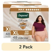 (2 pack) Depend Silhouette Women’s Incontinence \u0026 Postpartum Bladder Leak Underwear, XL, 48 Count